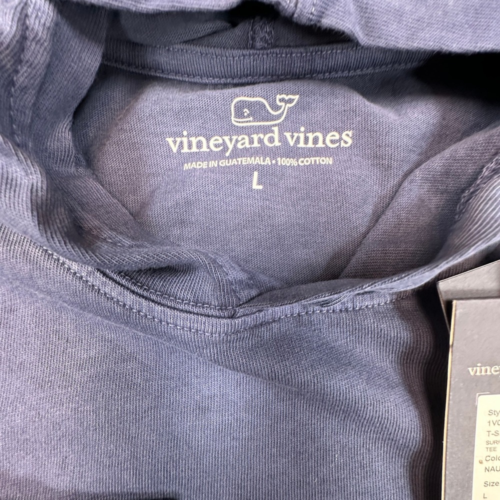 Vineyard Vines Hoodie Tee Mens Large Nautical Navy Surf Garment Dye Cotton NEW - Picture 6 of 10